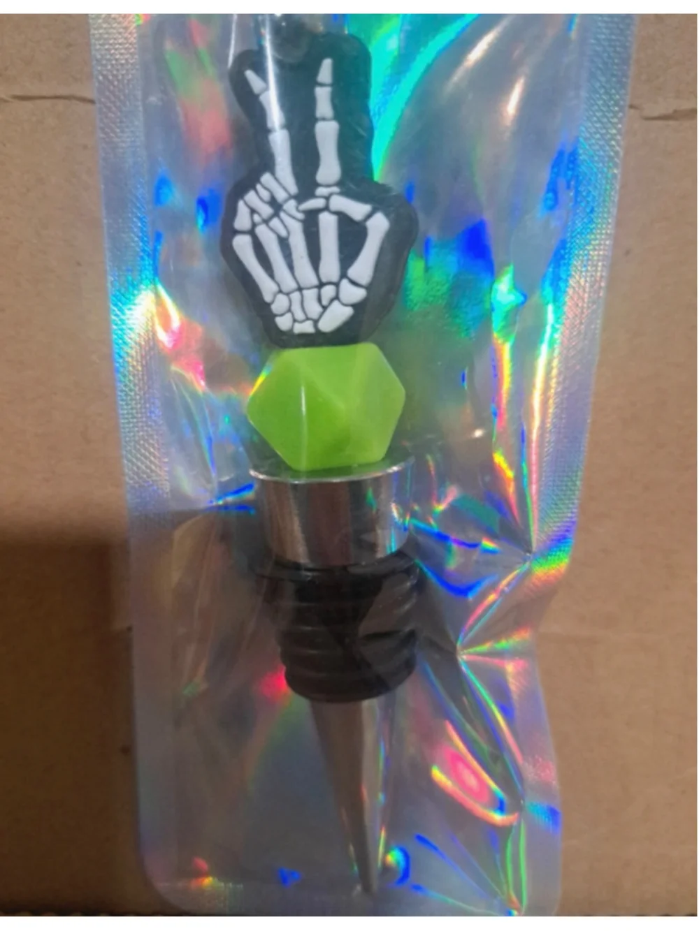 Skeleton Peace Sign Wine Bottle Stopper Gothic Novelty Gift